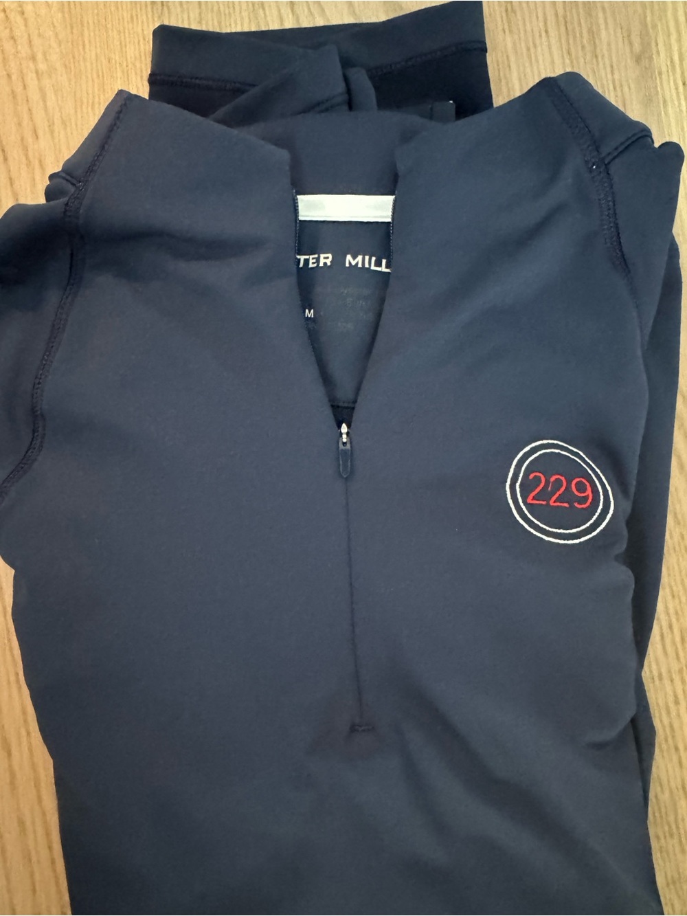 Peter Millar Navy Quarter-Zip Pullover with 229 Emblem
